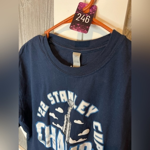 248. Fanatics Branded Colorado Avalanche 2022 Stanley Cup Champions Navy Tee XL - Picture 4 of 5